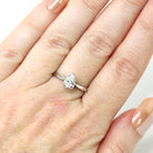 Vintage Diamond Ring - Retro 14k White Gold Pear Brilliant Cut .13 CT Gem - Circa 1960s Size 6.25 Solitaire Fine Bridal Engagement Jewelry