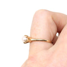 Cultured Pearl Ring - Retro 10k Yellow Gold 5.2 mm Solitaire Gemstone - Vintage Circa 1960s Era Size 5.5 Fine Baden & Foss Statement Jewelry