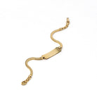 Vintage ID Bracelet - Retro 12k Gold Filled Snake Chain 6 1/2 Inches - Circa 1960s Era Blank Nameplate Fold Over Box Clasp Petite Jewelry