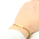 Vintage ID Bracelet - Retro 12k Gold Filled Snake Chain 6 1/2 Inches - Circa 1960s Era Blank Nameplate Fold Over Box Clasp Petite Jewelry