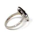 Retro Onyx Ring - Vintage 10k White Gold Fancy Cut Black Chalcedony & Diamond Gemstone - Circa 1960s Era Size 5 3/4 Fine Statement Jewelry