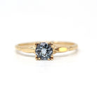 Aquamarine Engagement Ring - Vintage 10k Yellow Gold Solitaire Blue Gemstone - Mid Century Size 6 1/2 Fine 1940s Alternative Bridal Jewelry