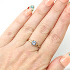 Aquamarine Engagement Ring - Vintage 10k Yellow Gold Solitaire Blue Gemstone - Mid Century Size 6 1/2 Fine 1940s Alternative Bridal Jewelry