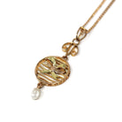 Antique Bow Lavalier - Edwardian 10k Yellow Gold Baroque Pearl Pendant Necklace - Vintage Circa 1910s Figural Ribbon Baroque Fine Jewelry