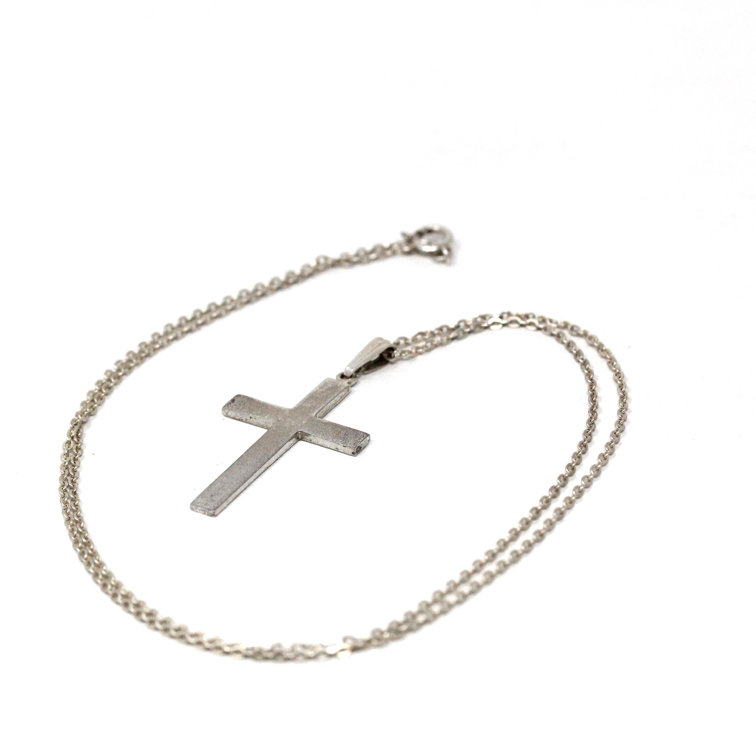 Vintage Cross Pendant - Mid Century Sterling Silver Religious