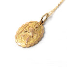 Saint Christopher Pendant - Retro 9k Yellow Gold Charm Necklace - Vintage 1970s Era Christian Patron Saint Of Travelers Georg Jensen Jewelry