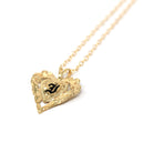 Heart "J" Pendant - Estate 14k Yellow Gold Hawaiian Floral Plumeria Necklace - Modern 2000s Era Flower Love Old English Initial Fine Jewelry