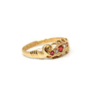 Antique Edwardian Band - Vintage 18k Yellow Gold Natural Diamonds & Garnet Doublet Triplet Ring - Hallmarked 1904 Size 6 3/4 Fine Jewelry