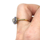 Antique Halo Ring - Edwardian Era 18k Yellow Gold Platinum Natural Diamond & Sapphires - Circa Early 1900s Size 5 Fine Engagement Jewelry