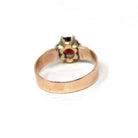 Victorian Garnet Ring - Antique 10k Rosy Yellow Gold Solitaire Gemstone - Circa 1890s Era Size 5.5 January Birthstone Engraved Fine Jewelry
