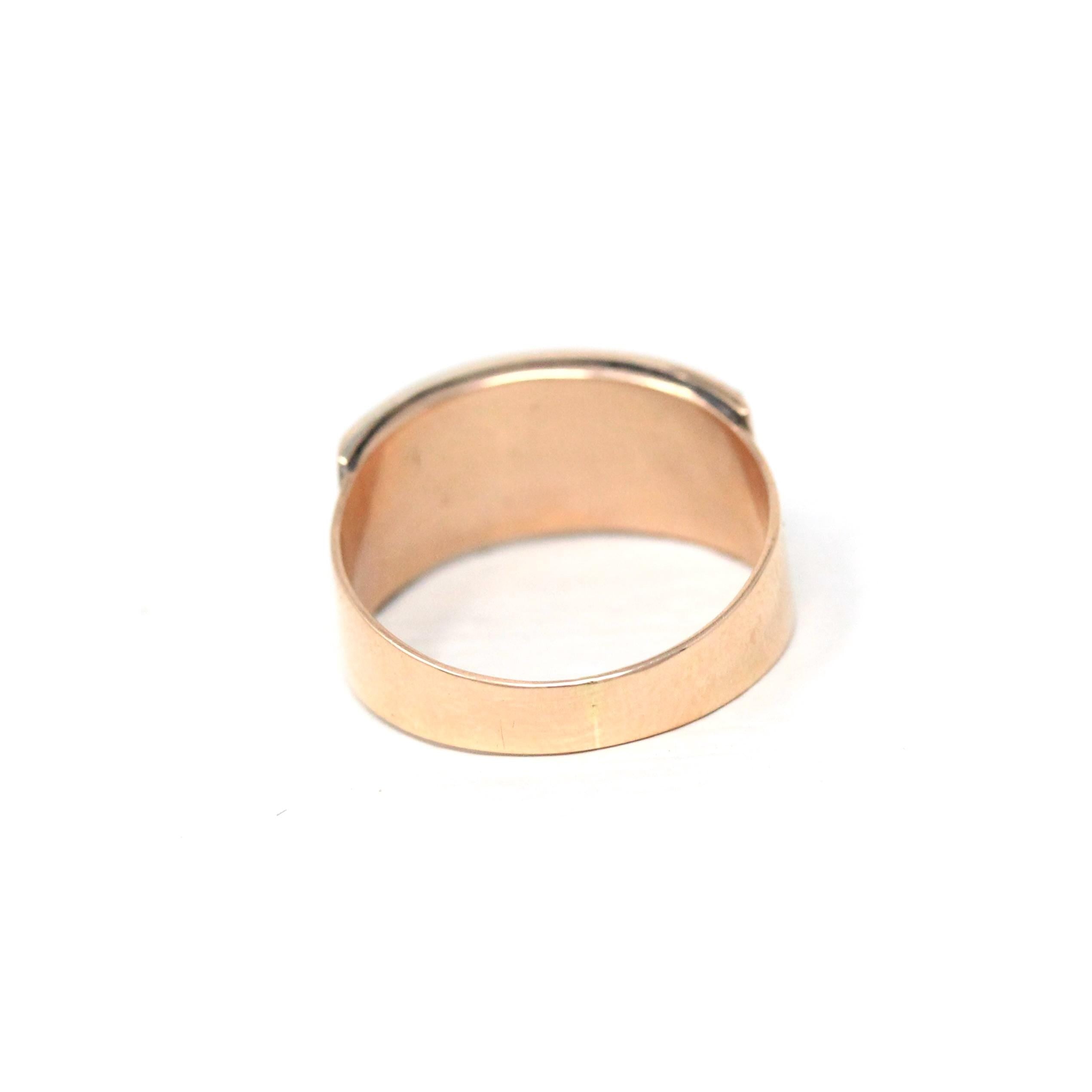 Antique LOVE Ring - Victorian 14k Rose Gold Simulated Turquoise Seed Pearl Gemstones Statement - Late 1800s Era Band Size 5 1/4 Fine Jewelry