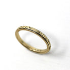 Bailey Banks & Biddle Band - Mid Century Era 14k Yellow Gold Floral Eternity Ring - Dated Feb-20-1943 Size 6.75 Stacking Fine Bridal Jewelry