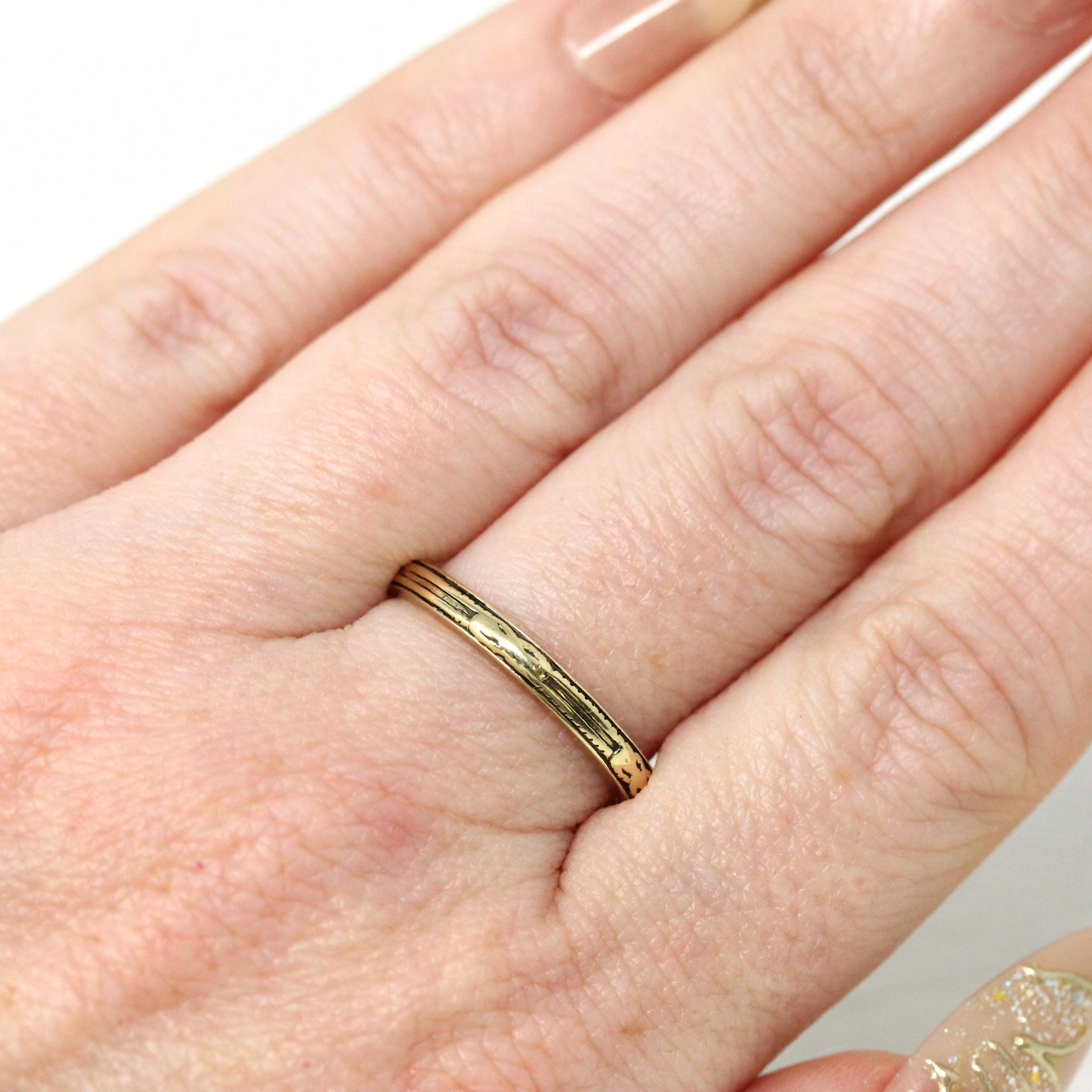 Bailey Banks & Biddle Band - Mid Century Era 14k Yellow Gold Floral Eternity Ring - Dated Feb-20-1943 Size 6.75 Stacking Fine Bridal Jewelry