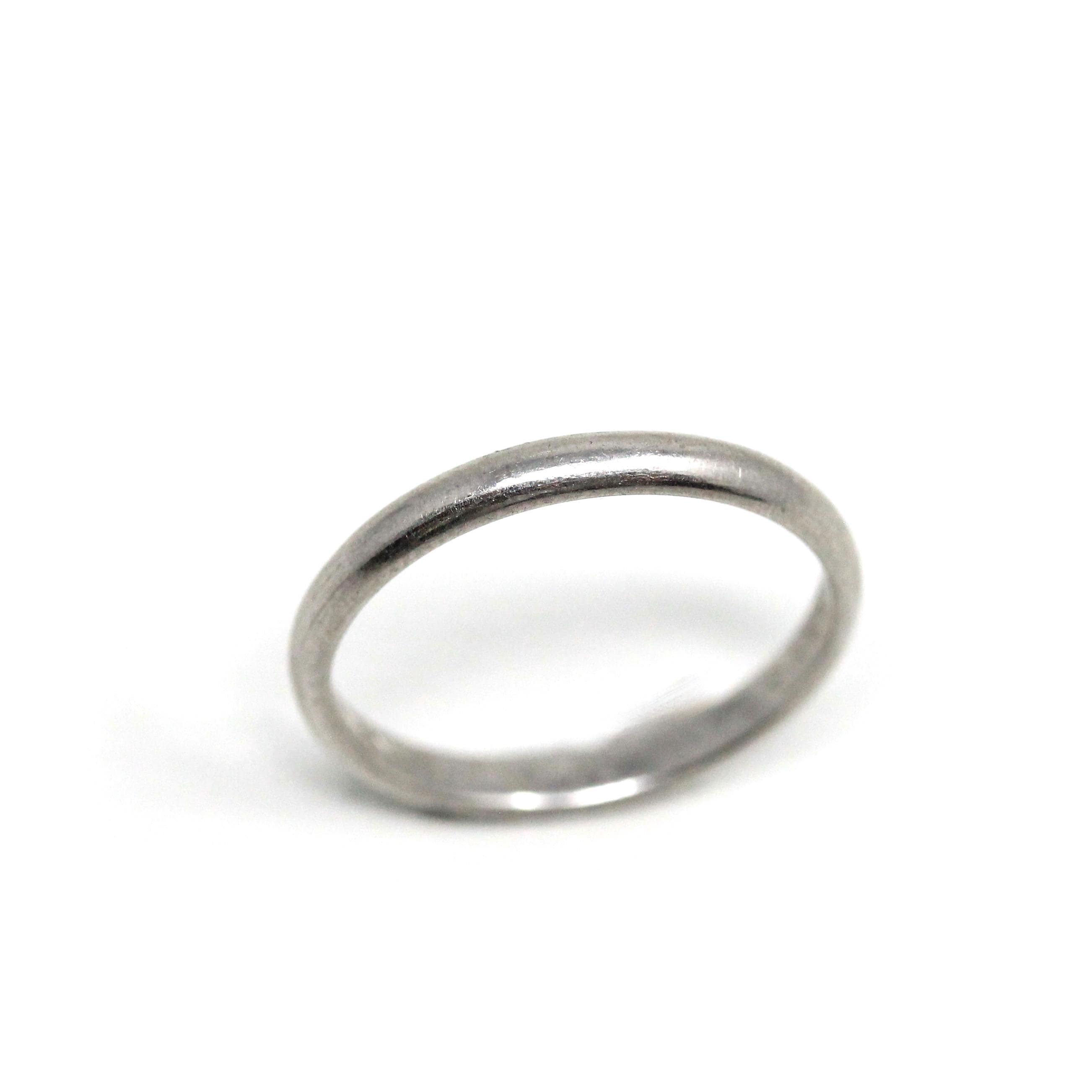 Art Deco Wedding Band - Antique Platinum Unadorned Bridal Ring - Engraved RWM to EML 11-25-25 Size 5 Polished Heirloom Fine Stacking Jewelry