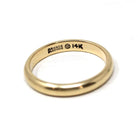 Vintage Wedding Band - Retro Era 14k Yellow Gold 3.5 MM Plain Domed Comfort Fit Ring - Circa 1960s Size 9 Unisex Traub Fine Bridal Jewelry