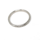 Vintage Wedding Band - Art Deco Platinum Daisy Blossom Eternity Pattern Bridal Ring - Circa 1930s Era Size 6 Floral Engraving Fine Jewelry