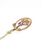 Vintage Amethyst Pendant - Mid Century 10k Yellow & Rose Gold Purple Gem Lavalier Necklace - Circa 1940s Fine February Birthstone Jewelry