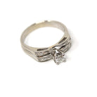 Vintage Wedding Ring Set - Mid Century 14k White Gold Natural Diamond Bands - Circa 1950s Era Size 6 1/2 Engagement Fine Bow Bridal Jewelry