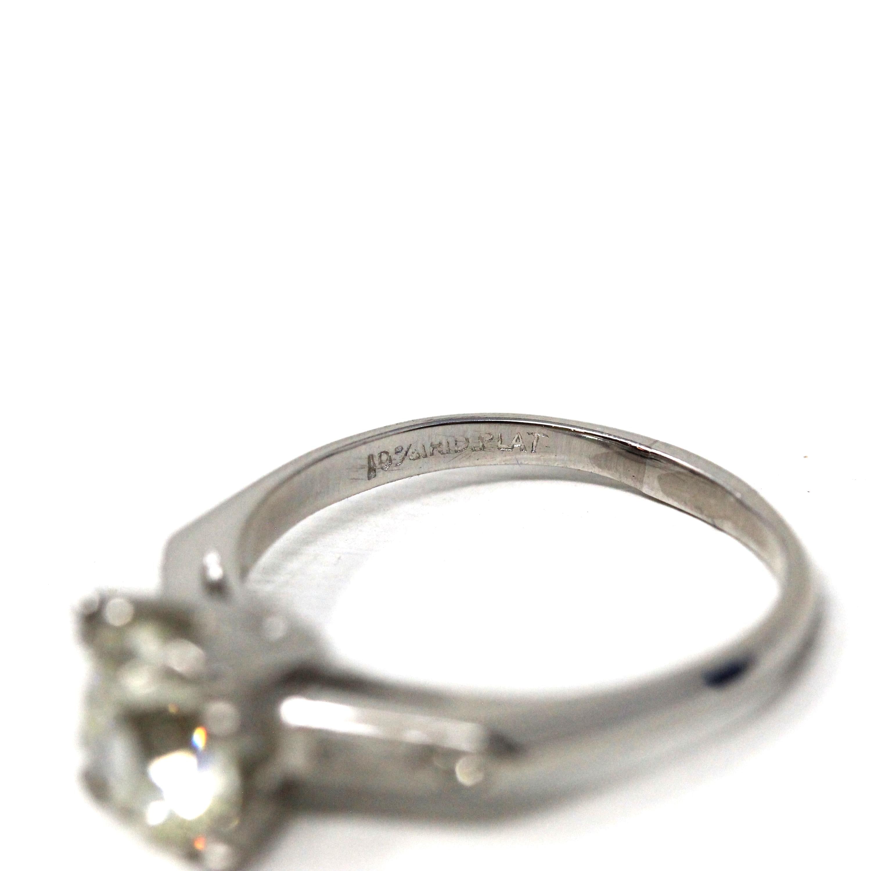 1.76 Carat Diamond Engagement Ring - Mid Century Platinum Old European Brilliant Cut - Size 6 3/4 Circa 1950s GIA Report Fine Bridal Jewelry