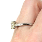 1.76 Carat Diamond Engagement Ring - Mid Century Platinum Old European Brilliant Cut - Size 6 3/4 Circa 1950s GIA Report Fine Bridal Jewelry