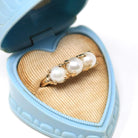 Three Stone Pearl Ring - Vintage 14k Yellow Gold Organic Cultured Gemstone Band - Modern Circa 1990s Era Size 6 June Birthstone Fine Jewelry