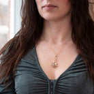 Vintage Flower Necklace - Mid Century 10k Yellow Gold Natural Blue Zircon Gemstone Pendant - Circa 1940s December Birthstone Fine Jewelry