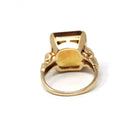 Vintage Citrine Ring - Retro 14k Yellow Gold Emerald Cut Natural Orange Gemstone Statement Ring - Circa 1970s Size 5 Fine "Romany" Jewelry