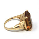Vintage Citrine Ring - Retro 14k Yellow Gold Emerald Cut Natural Orange Gemstone Statement Ring - Circa 1970s Size 5 Fine "Romany" Jewelry