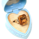 Vintage Citrine Ring - Retro 14k Yellow Gold Emerald Cut Natural Orange Gemstone Statement Ring - Circa 1970s Size 5 Fine "Romany" Jewelry