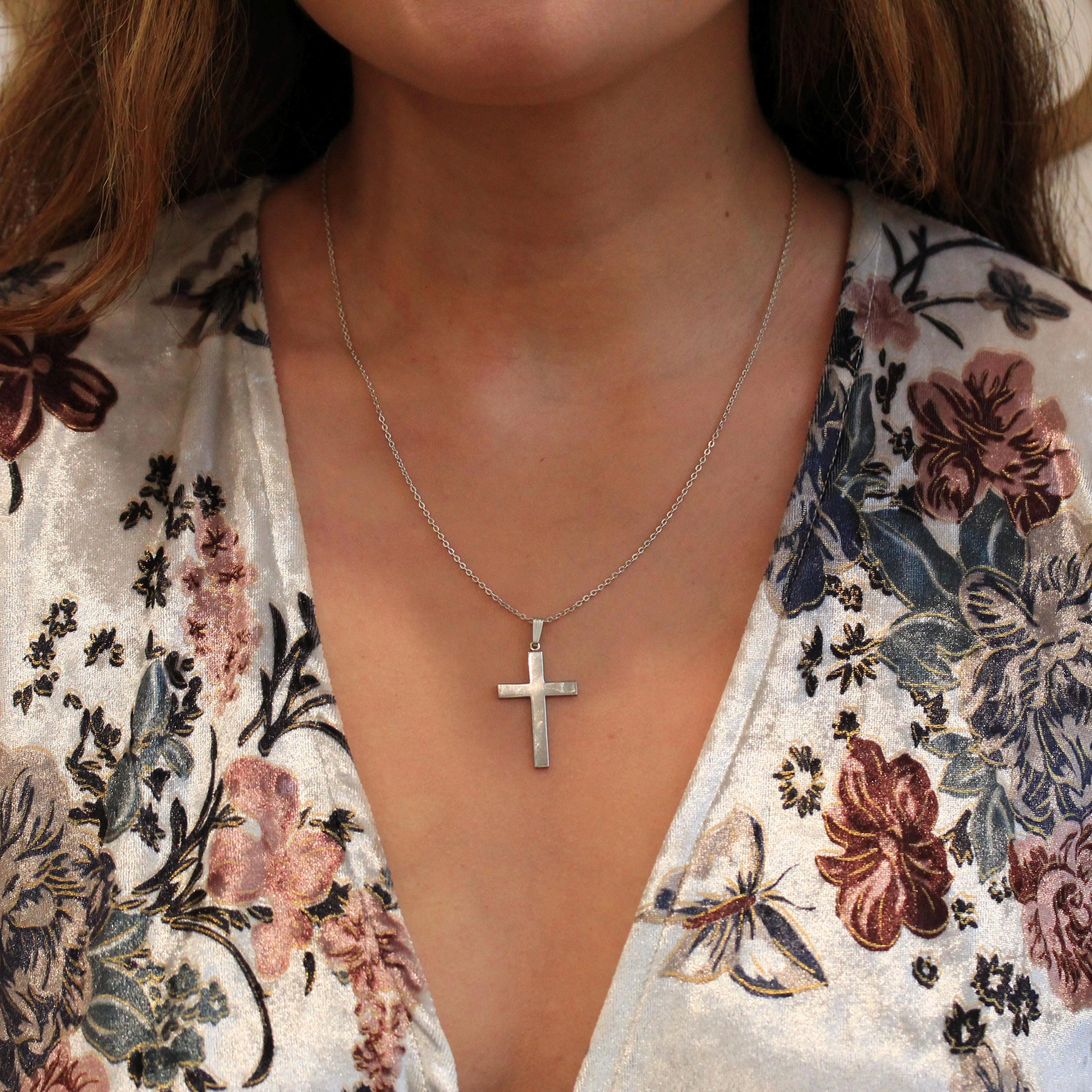 Vintage Cross Pendant - Mid Century Sterling Silver Religious