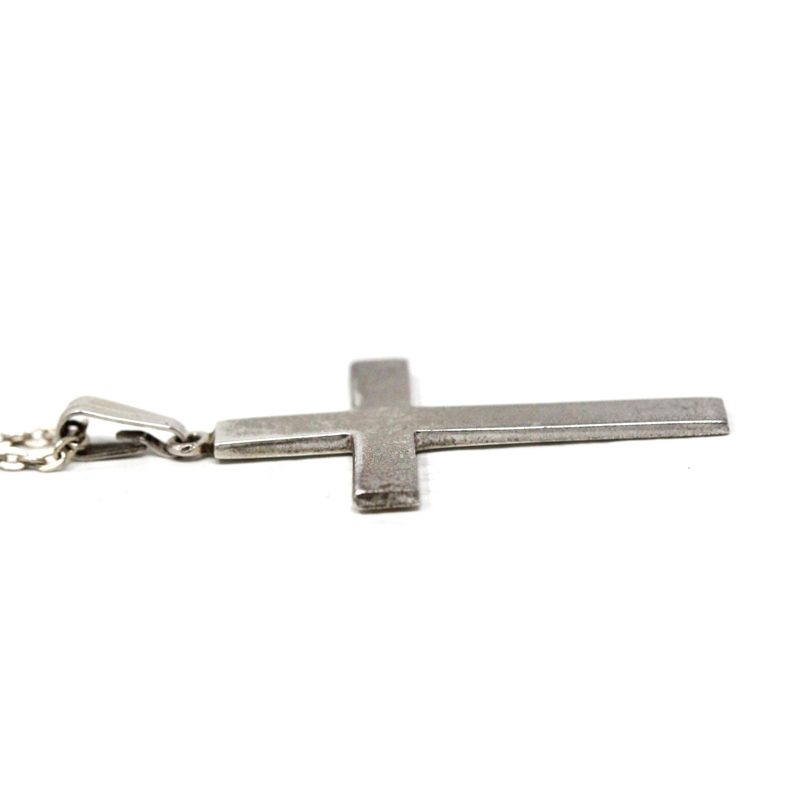Vintage Cross Pendant - Mid Century Sterling Silver Religious