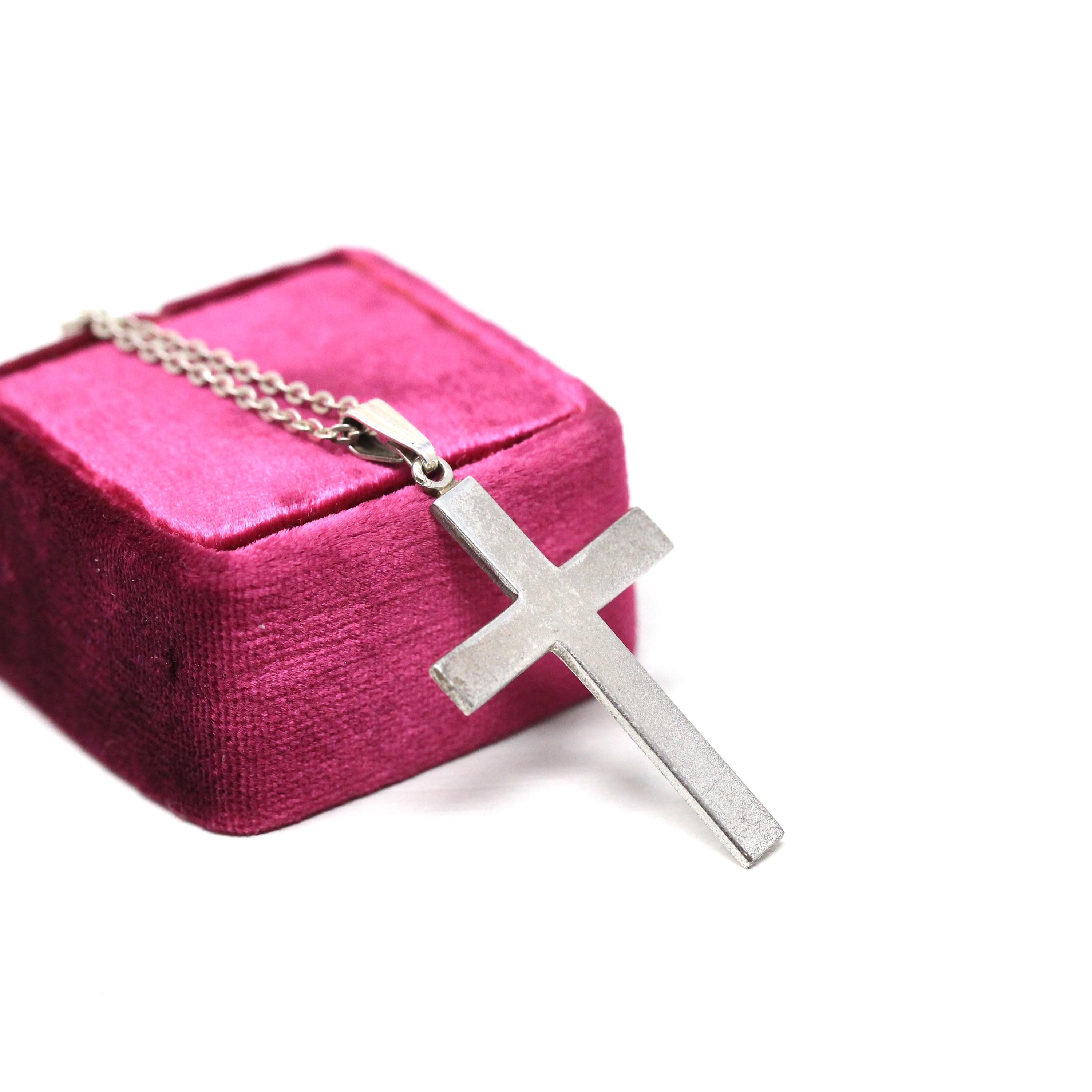 Vintage Cross Pendant - Mid Century Sterling Silver Religious