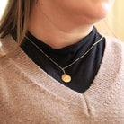 Saint Christopher Pendant - Retro 9k Yellow Gold Charm Necklace - Vintage 1970s Era Christian Patron Saint Of Travelers Georg Jensen Jewelry