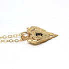 Heart "J" Pendant - Estate 14k Yellow Gold Hawaiian Floral Plumeria Necklace - Modern 2000s Era Flower Love Old English Initial Fine Jewelry