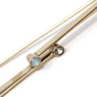 Opal & Created Sapphire Brooch - Edwardian 9ct Yellow Gold Cab Stone - Antique Circa 1900s Era Dainty Gemstone Statement Pin Fine Accessory