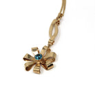 Vintage Flower Necklace - Mid Century 10k Yellow Gold Natural Blue Zircon Gemstone Pendant - Circa 1940s December Birthstone Fine Jewelry