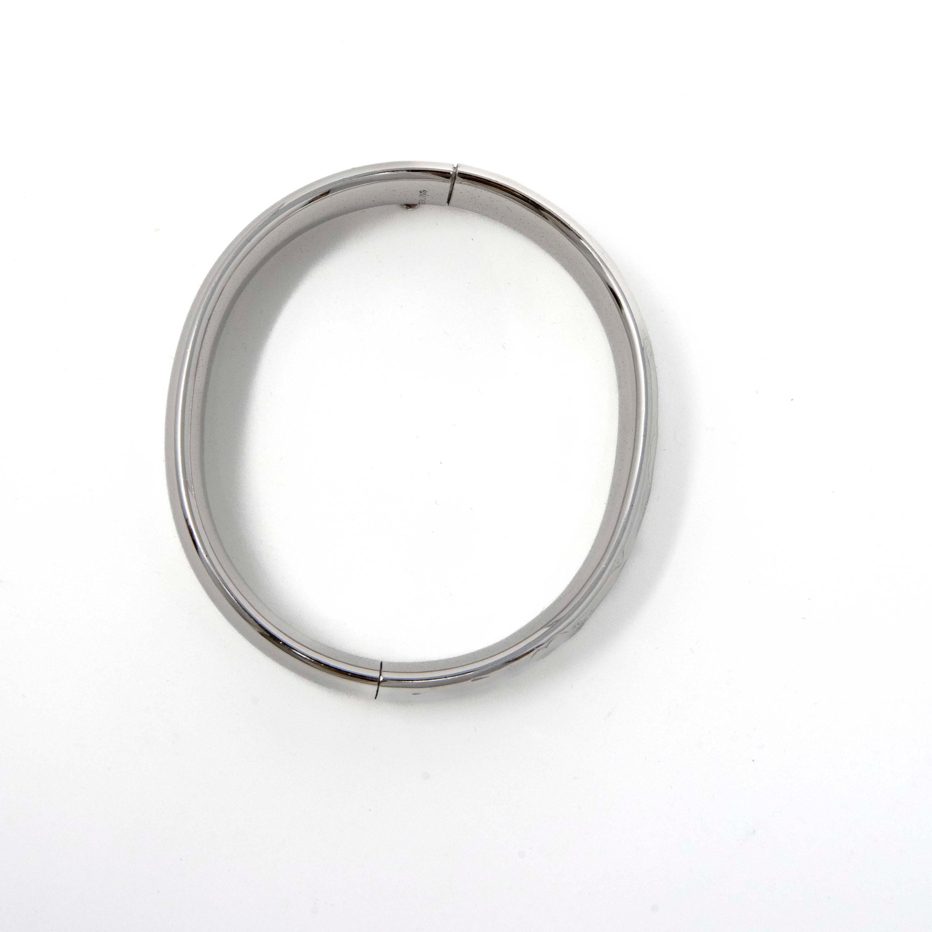 Vintage Flower Bangle - Retro Sterling Silver Hollow Floral Design 7 Inch Bracelet - Circa 1960s Era Fine Nature Inspired Fashion Jewelry