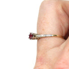 Art Deco Ruby Ring - Vintage 14k Yellow White Two Tone Gold Natural Red Gemstone Solitaire - Circa 1930s Size 5 Dainty Wheat Fine Jewelry