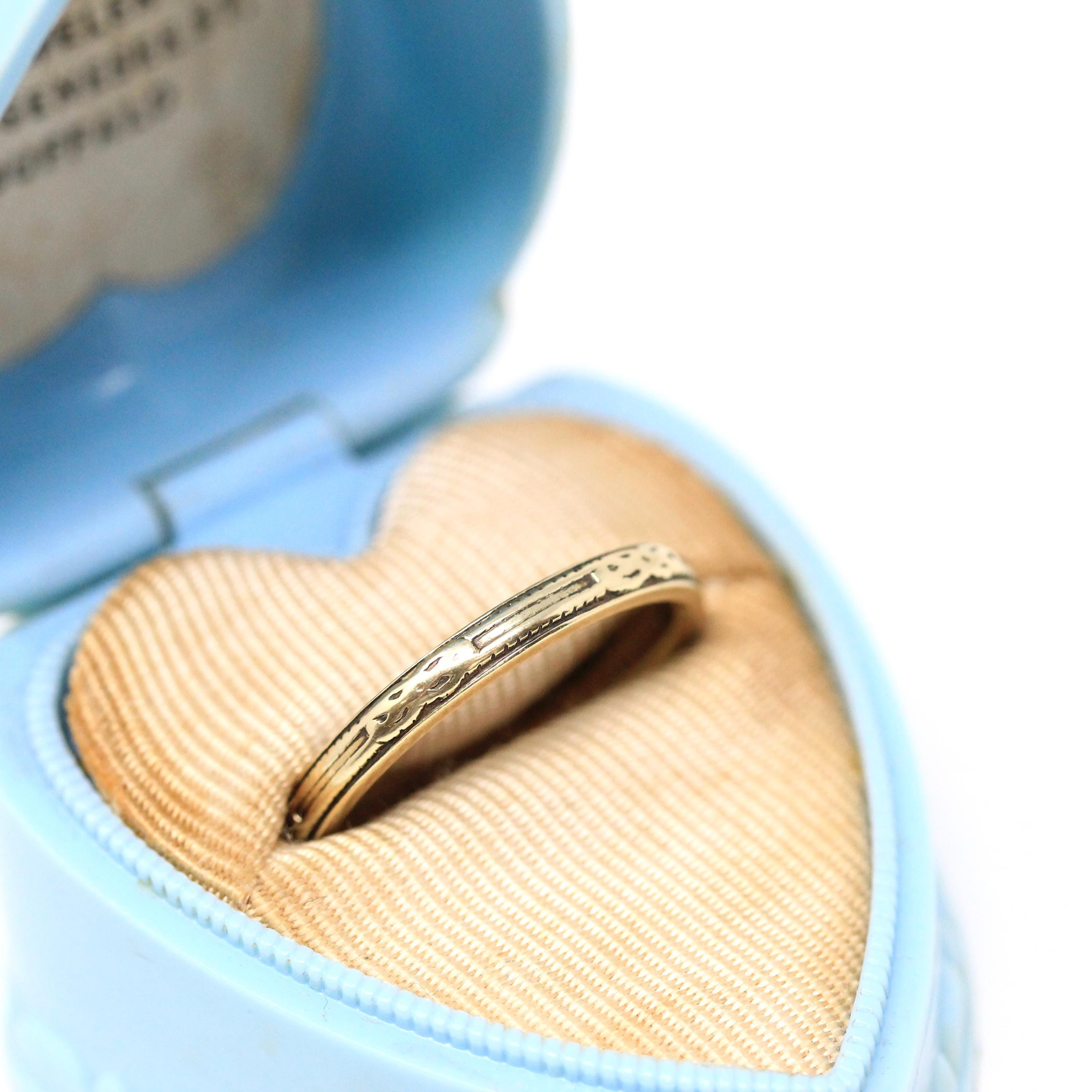 Bailey Banks & Biddle Band - Mid Century Era 14k Yellow Gold Floral Eternity Ring - Dated Feb-20-1943 Size 6.75 Stacking Fine Bridal Jewelry