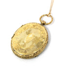 Antique Fob Locket - Victorian Gold Filled Engraved Designs Oval Pendant Necklace - Circa 1890s Era Keepsake Photograph Compartment Jewelry
