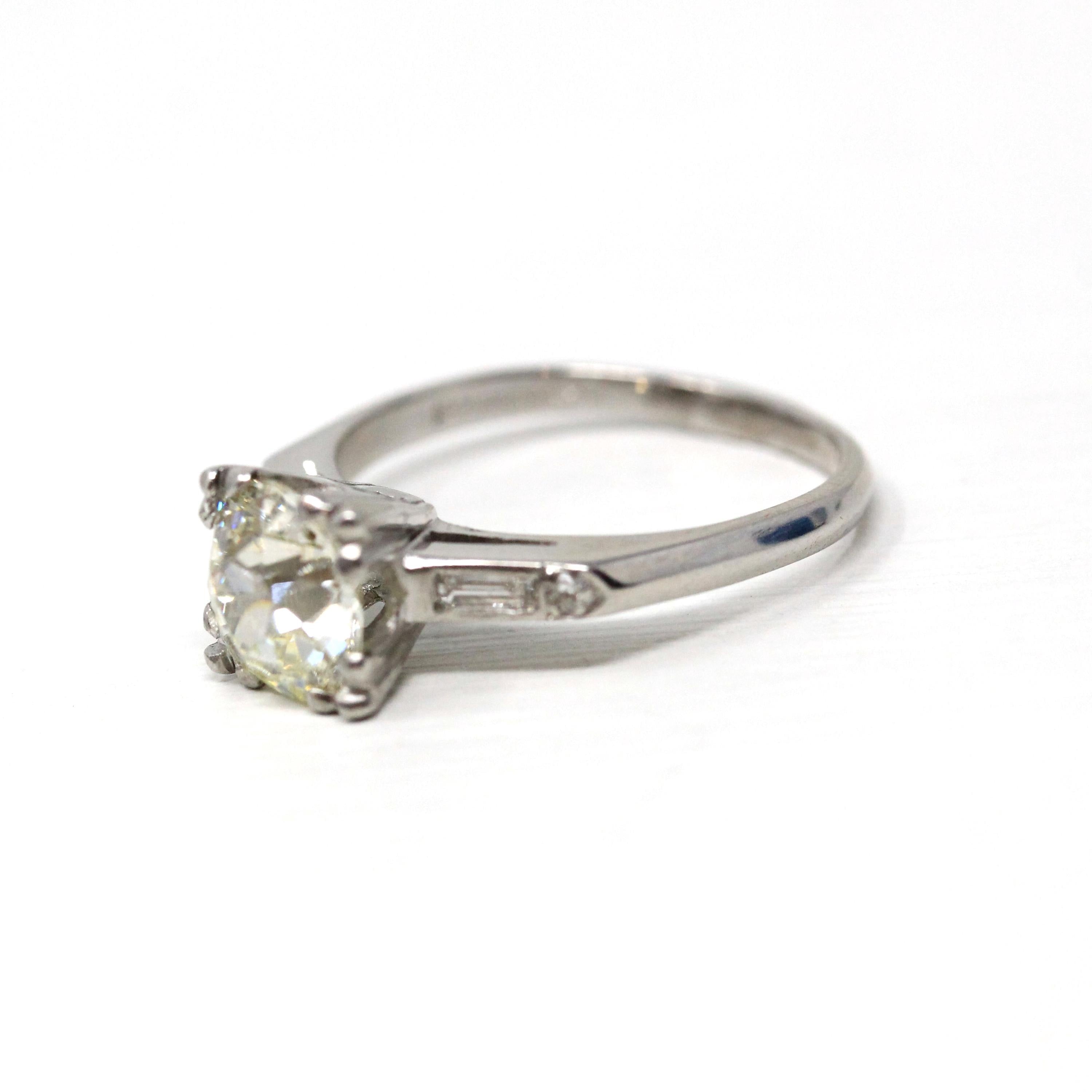 1.76 Carat Diamond Engagement Ring - Mid Century Platinum Old European Brilliant Cut - Size 6 3/4 Circa 1950s GIA Report Fine Bridal Jewelry