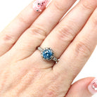 Mid Century Zircon Ring - Vintage 18k White Gold Natural Blue Gemstone Diamonds - Circa 1950s Size 5 Fine December Birthstone Bridal Jewelry