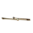Opal & Created Sapphire Brooch - Edwardian 9ct Yellow Gold Cab Stone - Antique Circa 1900s Era Dainty Gemstone Statement Pin Fine Accessory