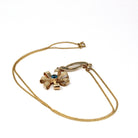 Vintage Flower Necklace - Mid Century 10k Yellow Gold Natural Blue Zircon Gemstone Pendant - Circa 1940s December Birthstone Fine Jewelry