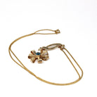 Vintage Flower Necklace - Mid Century 10k Yellow Gold Natural Blue Zircon Gemstone Pendant - Circa 1940s December Birthstone Fine Jewelry