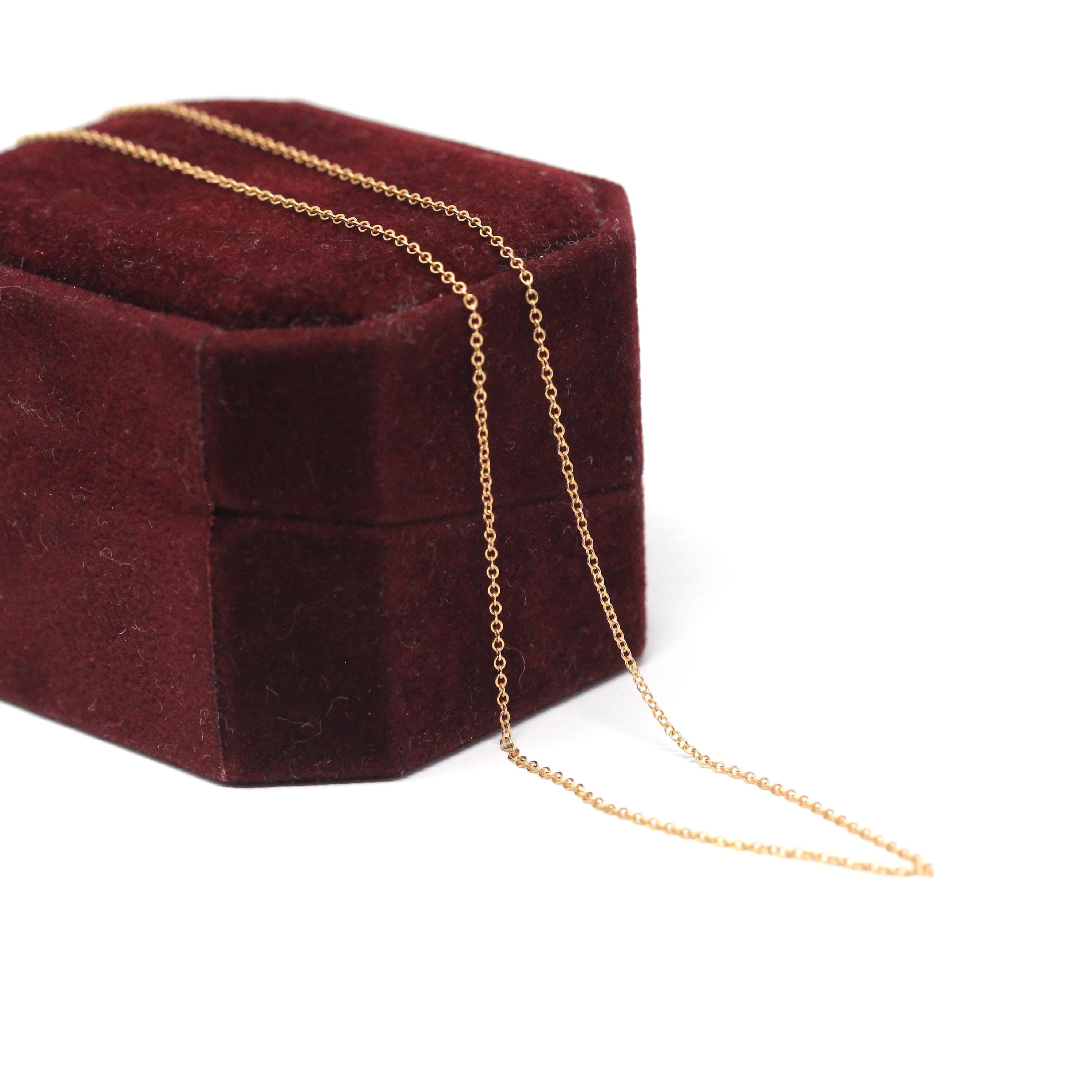 Vintage Cable Chain - Mid Century 10k Yellow Gold 18 Inch Dainty Link Necklace - Circa 1940s Era Original Esemco Spring Ring Fine Jewelry