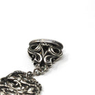 Antique Watch Fob - Victorian Sterling Silver Nature Inspired Bird Chain Engraved FNMK - Repousse Floral Panel Link Drop Fine Unisex Jewelry
