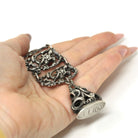 Antique Watch Fob - Victorian Sterling Silver Nature Inspired Bird Chain Engraved FNMK - Repousse Floral Panel Link Drop Fine Unisex Jewelry