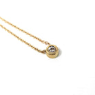 Dainty Diamond Necklace - Modern 14k Yellow Gold .10 CT Natural Diamond Bezel - Antique Old European Cut Gemstone Fine Minimalist Jewelry