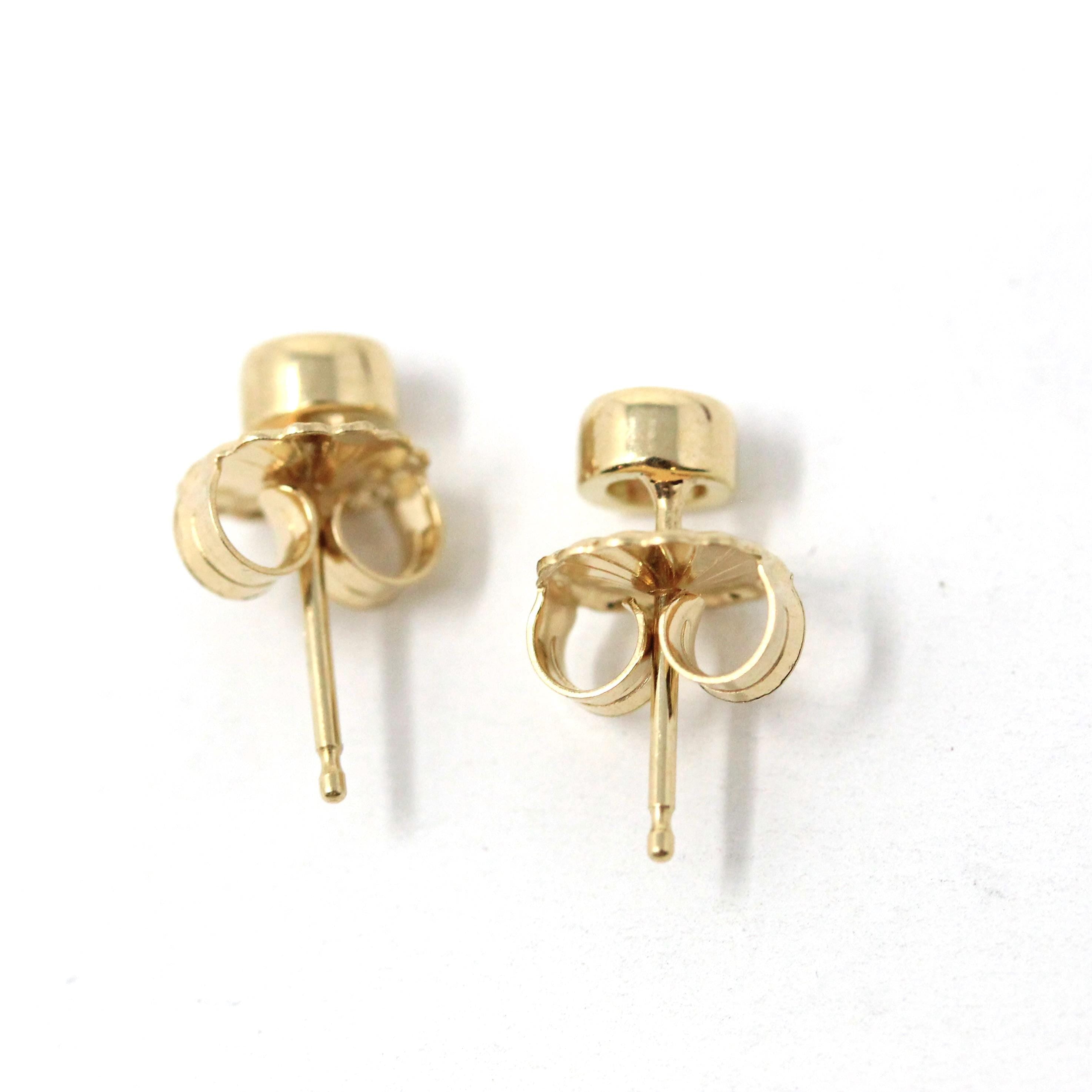 Bezel Diamond Earrings - Contemporary Custom 14k Yellow Gold .24 CTW Natural Old European Cut Gemstones - Post Stud Fine Minimalist Jewelry